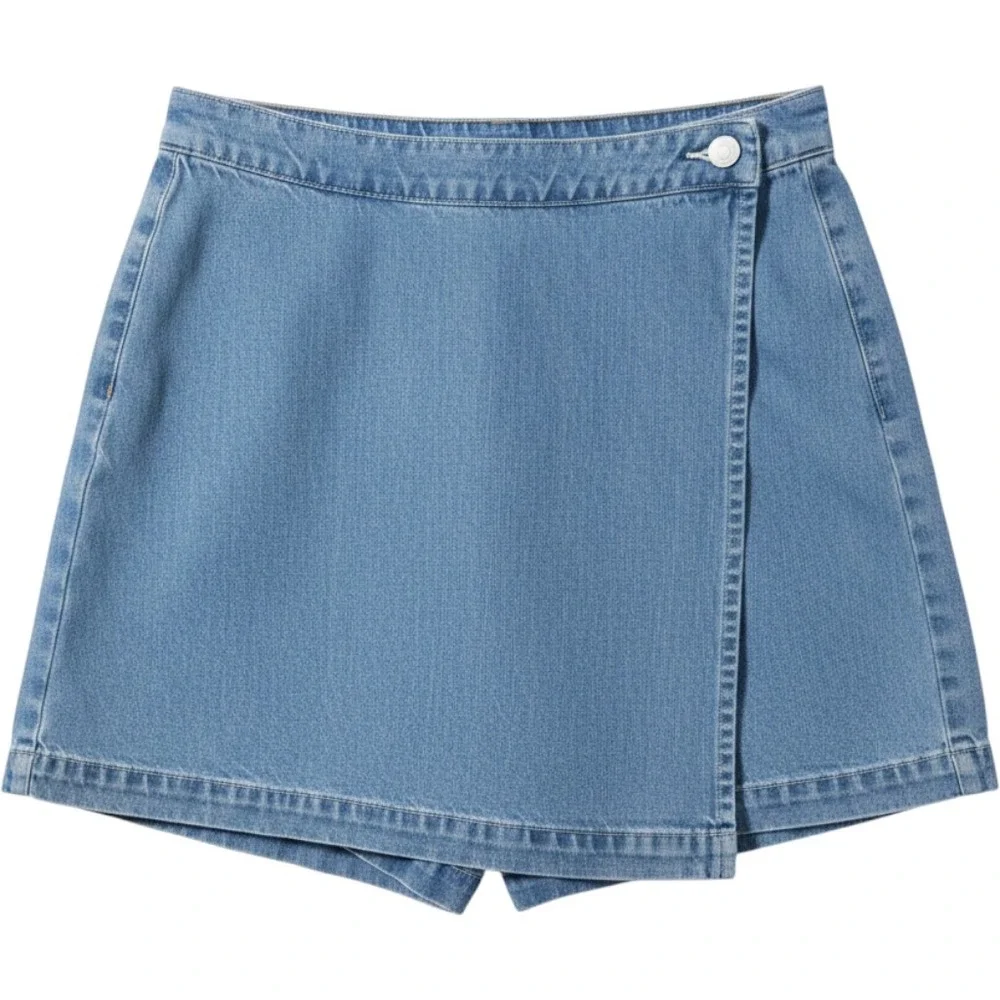 Old Navy Vintage Size 8 Denim Wrap Skort Medium Blue Cotton Mini Skirt Shorts